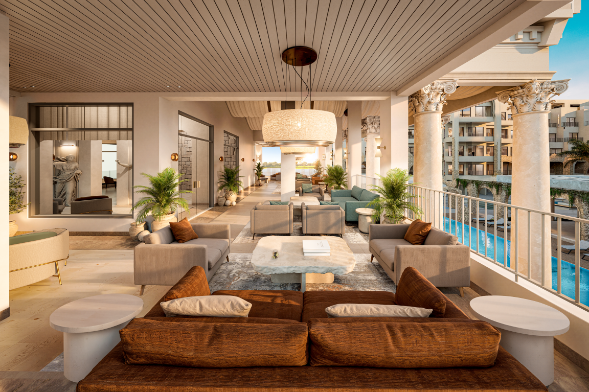 Lounge and coffee area at Poseidonia Residences
